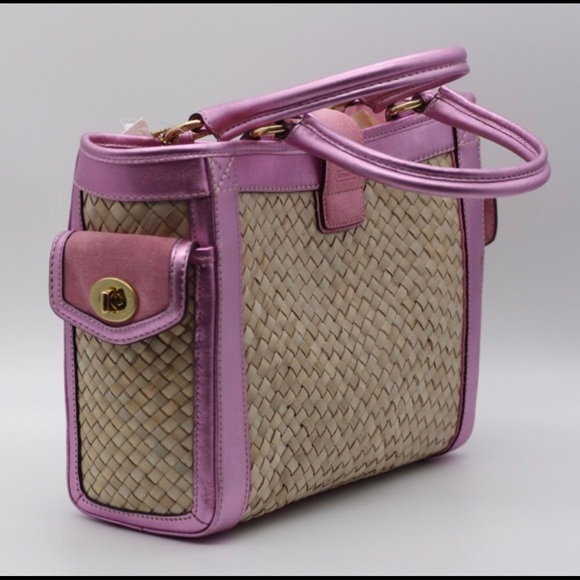 🩷 NWT COACH STRAW AND LEATHER TOTE! - Picture 4 of 13